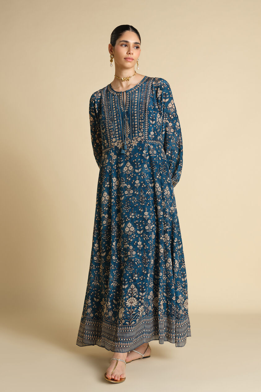 Niral Printed Kaftan - Blue, Blue, image 1